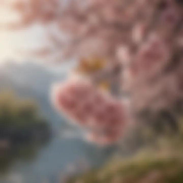 A serene landscape featuring delicate cherry blossoms, representing beauty and transience.