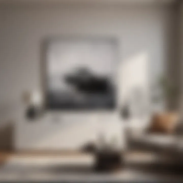 Abstract brush strokes in a minimalist living room