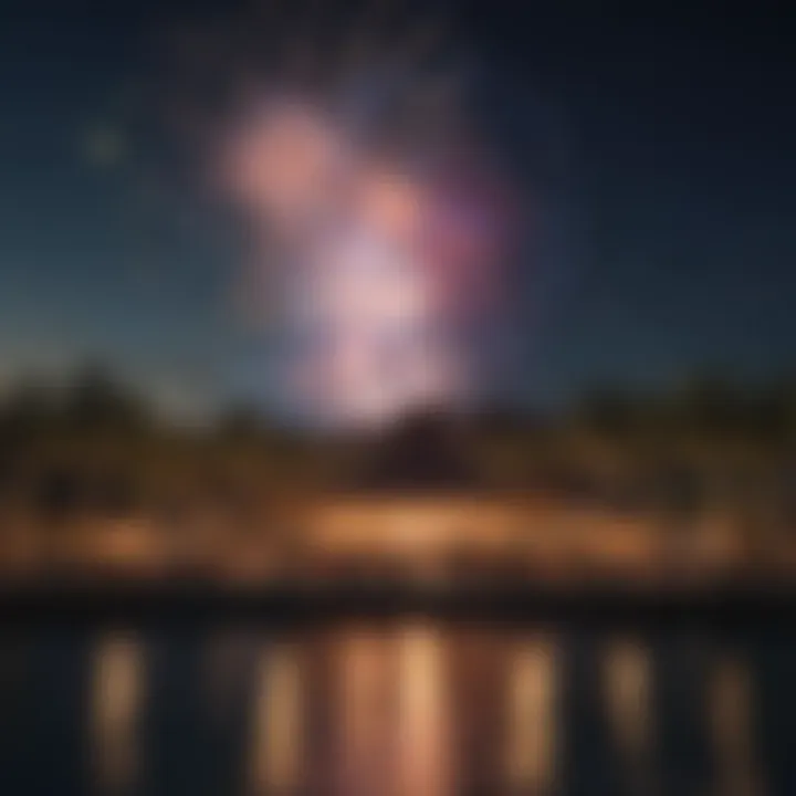 Vibrant fireworks display over a resort on New Year's Eve