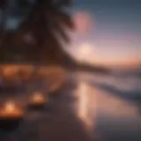 Luxurious beachside New Year celebration setup