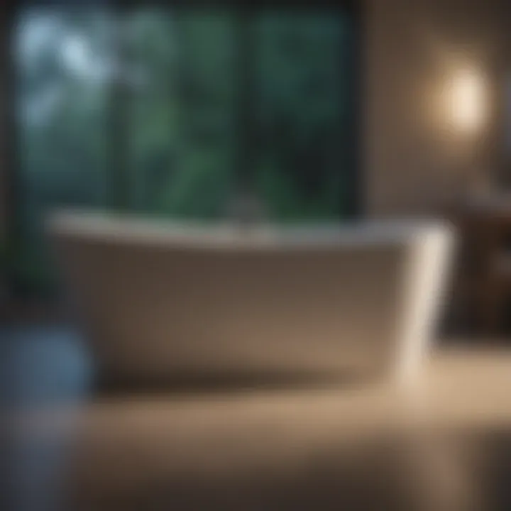 Modern freestanding bathtub with ambient lighting