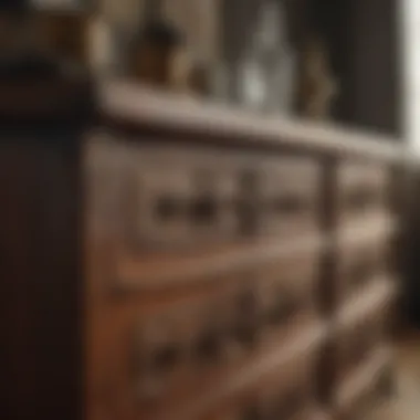 Craftsmanship in Vintage Dressers Close-up of a vintage dresser highlighting craftsmanship and unique design elements