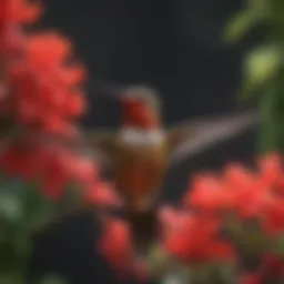 Vibrant red flowers attracting hummingbirds