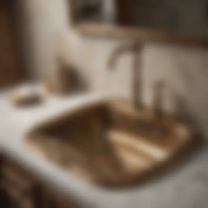 Antique brass sink with ornate vintage design