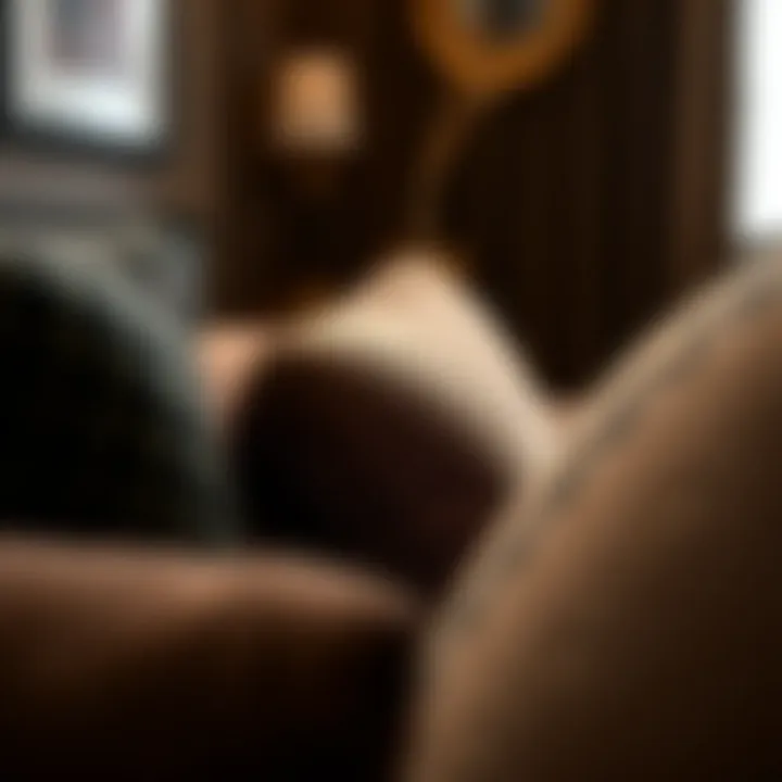 Close-up of textured fabrics in black and brown, highlighting luxury in decor