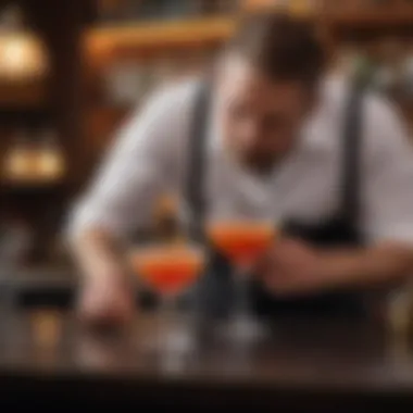 Bartender Expertly Crafting Unique Cocktail