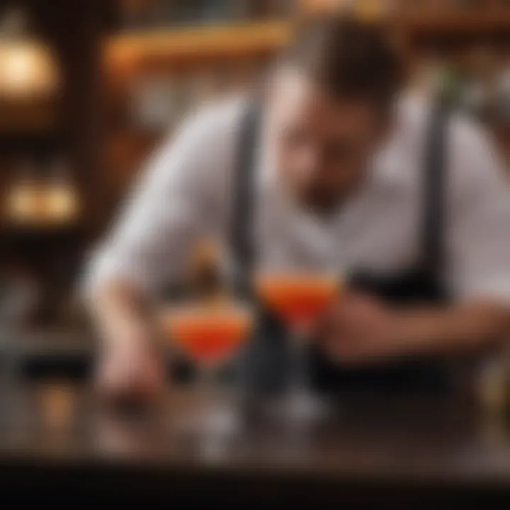 Bartender Expertly Crafting Unique Cocktail