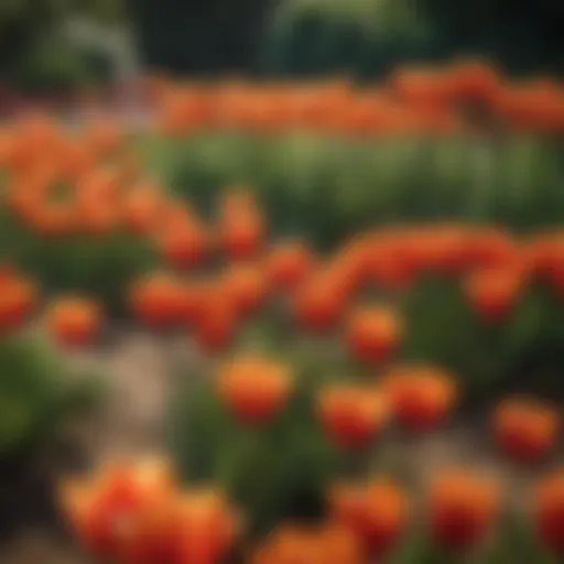 A vibrant display of tulips in a sunlit garden