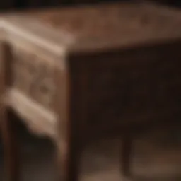 Elegant wooden side table with intricate carvings