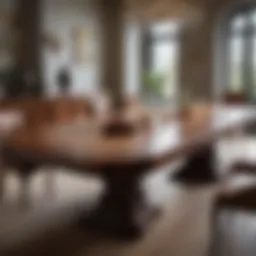 A stunning bespoke dining table crafted from exotic hardwood, showcasing intricate detailing.