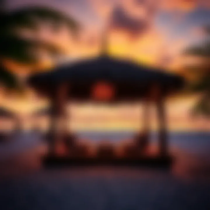 Cozy Beachfront Cabana Cozy beachfront cabana with sunset backdrop