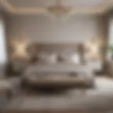 Luxurious bedroom featuring a sophisticated color palette and elegant furnishings.