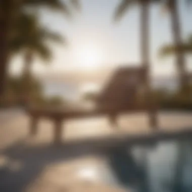 Stylish wooden chaise lounge under the sun