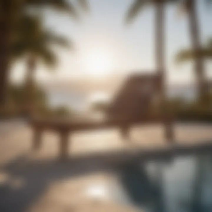 Stylish wooden chaise lounge under the sun