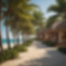 Tranquil beachfront view with luxurious cabanas