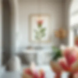 Elegant botanical print enhancing bathroom decor