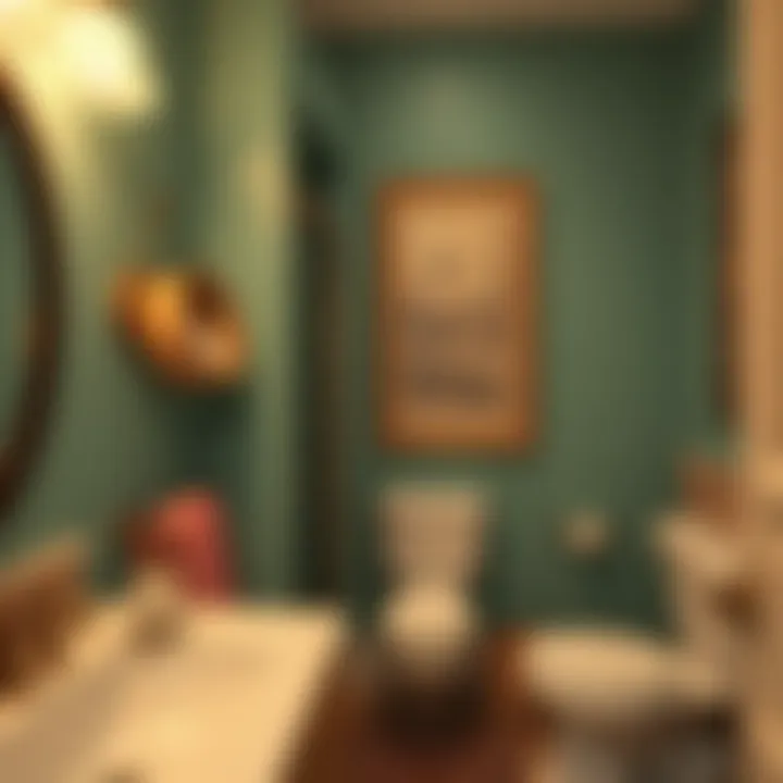 Vintage Charm Vintage-inspired print adding charm to bathroom space