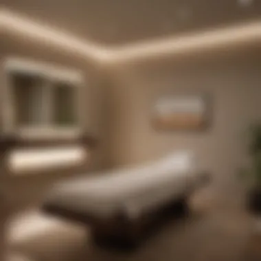 Luxurious treatment room with calming ambiance and soft lighting