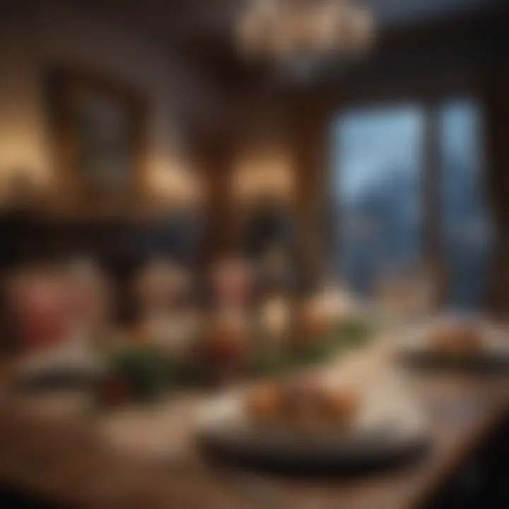 An elegant dining setup featuring traditional Christmas delicacies.