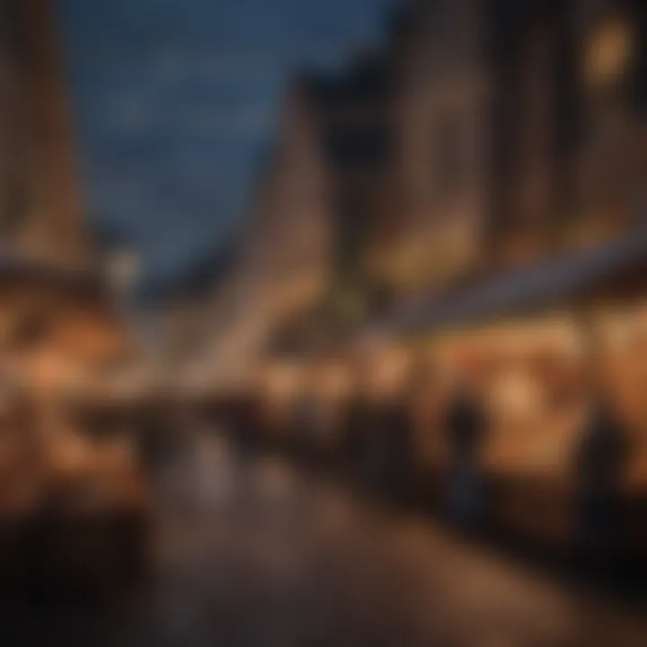 A festive market showcasing local crafts and delicious treats.