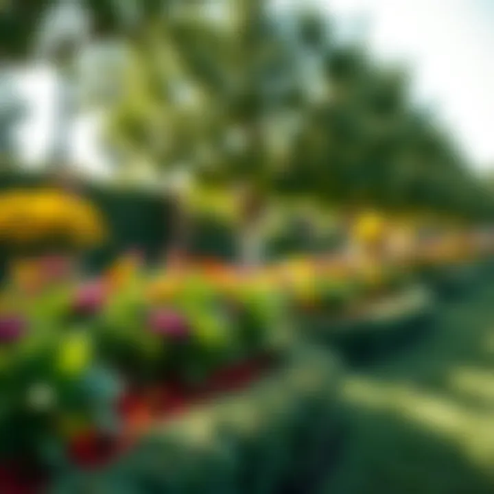 Vibrant flower beds enhanced by tree edging