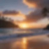 Scenic view of a beach at sunset in Hawaii