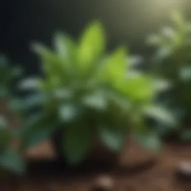 A lush mint plant thriving in a garden