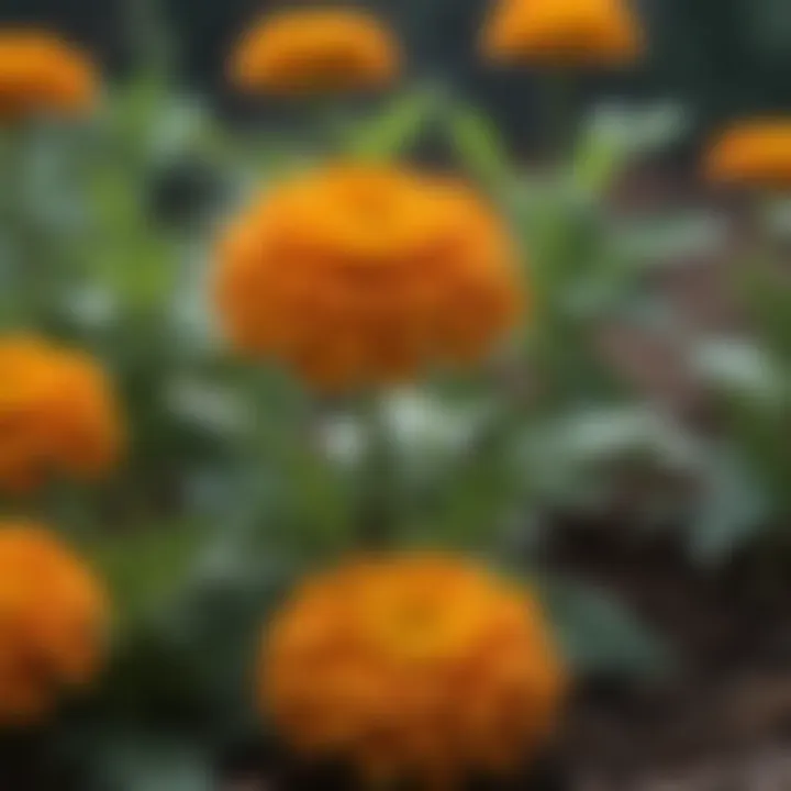 A vibrant marigold flower bed