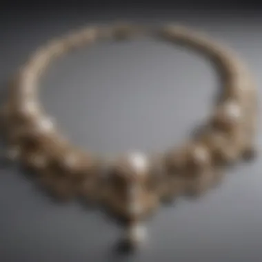 Vintage-style necklace adorned with pearls and ornate details.