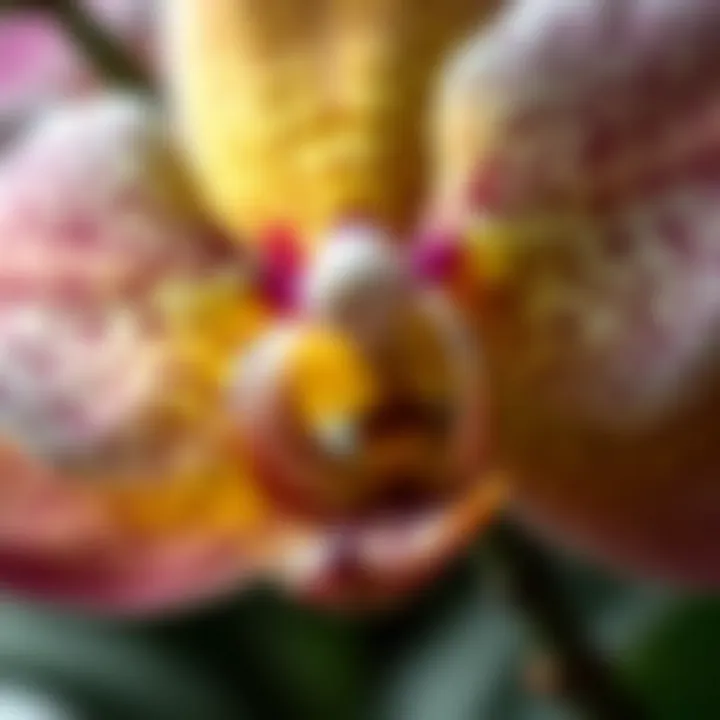 Close-up of a rare orchid species showcasing unique patterns and textures.