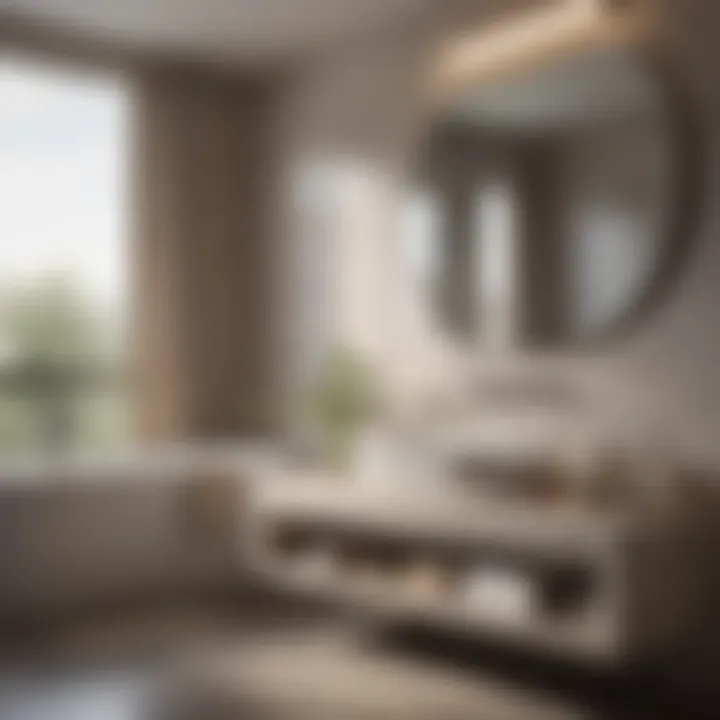 A luxurious bathroom with neutral tones and aromatic elements