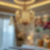 Elegant chandelier featuring crystals enhancing bedroom decor