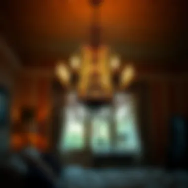 Vintage Chandelier in Cozy Bedroom Vintage chandelier adding charm to a cozy bedroom