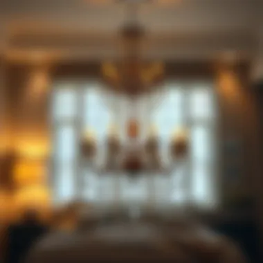 Chandelier with warm lighting creating a serene ambiance