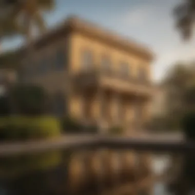 Charleston Mansions Bathed in Golden Light A sunset view of a Charleston mansion, highlighting its architectural beauty