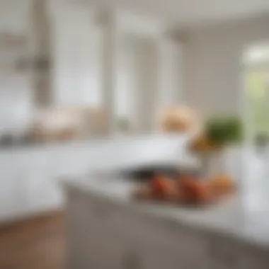 Chic cottage white kitchen with marble countertops