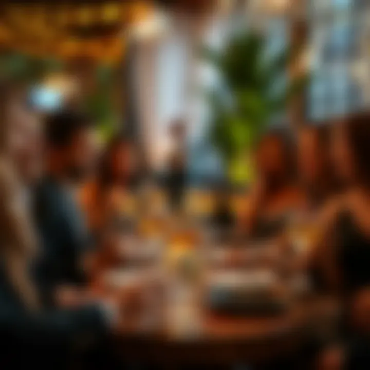 A chic gathering featuring guests enjoying cocktails with fancy napkins