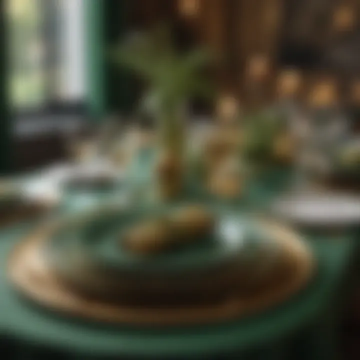 Chic Green and Gold Table Setting for Fine Dining