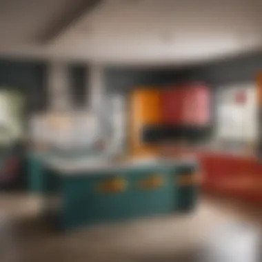 Chic and Modern Kitchen with Vibrant Color Accents