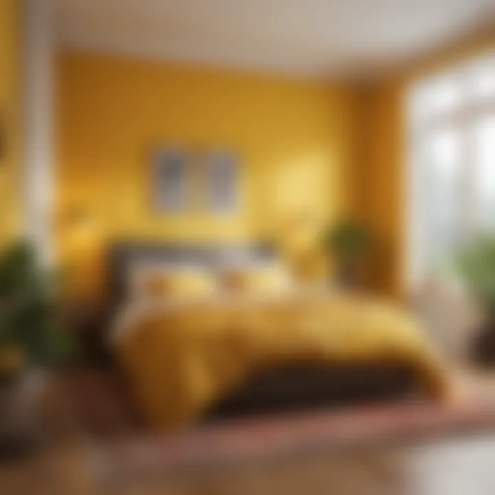 A vibrant bedroom featuring warm yellow hues that inspire energy and creativity.