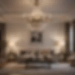 Elegant Chandelier illuminating a Luxurious Living Room