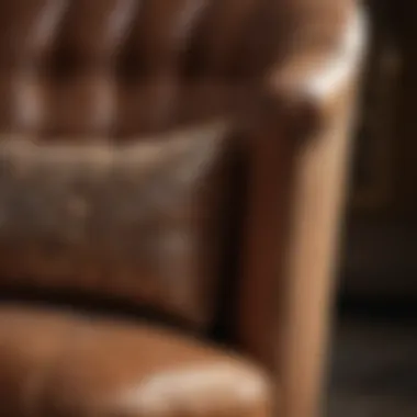 Close-up of exquisite craftsmanship in a premium upholstered chair, highlighting intricate details and materials.