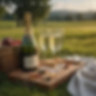 Champagne Delights in the Meadow Lavish picnic setup on a lush green meadow with champagne flutes