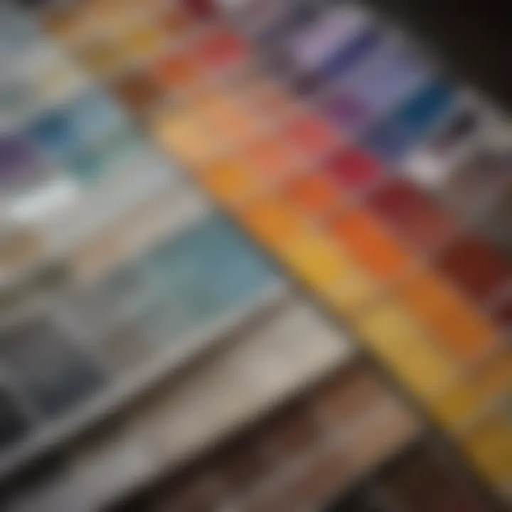 Close-up of paint swatches and color combinations