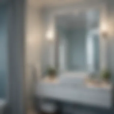 Sophisticated Bathroom with Serene Colors A sophisticated bathroom showcasing a serene color palette with soft blues and whites.