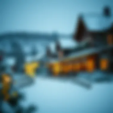 A picturesque Vermont landscape with twinkling lights and a festive atmosphere