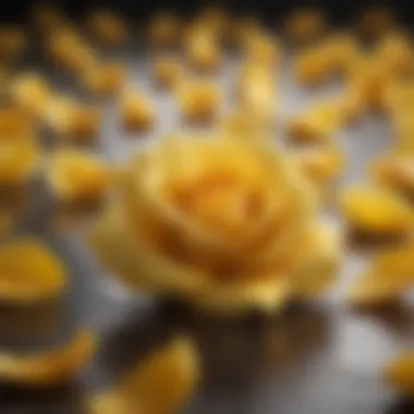 Close-up of vibrant yellow rose petals representing warmth and optimism