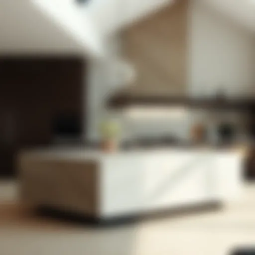 Elegant coastal kitchen island with natural stone surface