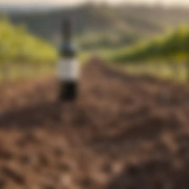 A close-up view of soil and vineyard reflecting terroir characteristics