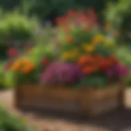 A beautifully constructed 6-inch raised garden bed filled with vibrant flowers.